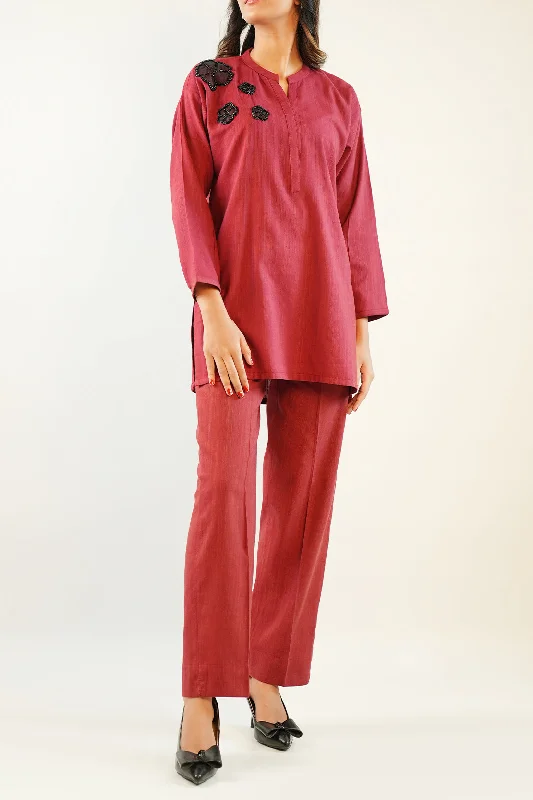 Solid Slub Viscose Stitched 2 Piece (Shirt/Trouser)