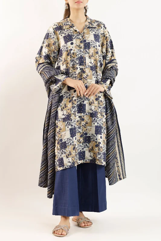 Printed Khaddar Stitched 3 Piece