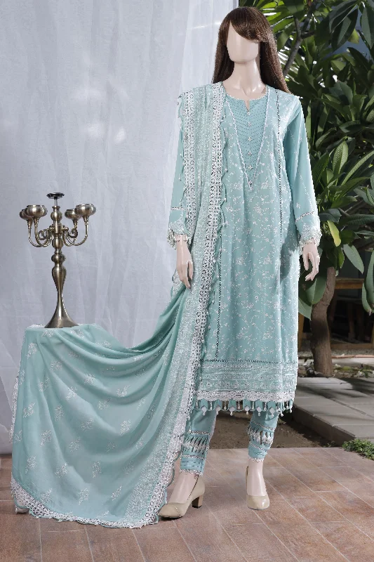 Unstitched Embroidered Chikankari Cotton 3 Piece