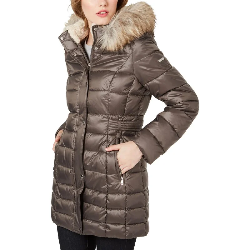 Womens Faux Fur Hooded Puffer Jacket