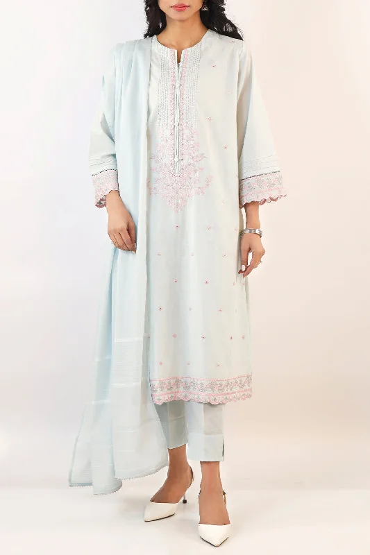 Embroidered Cotton Jacquard Stitched 3 Piece