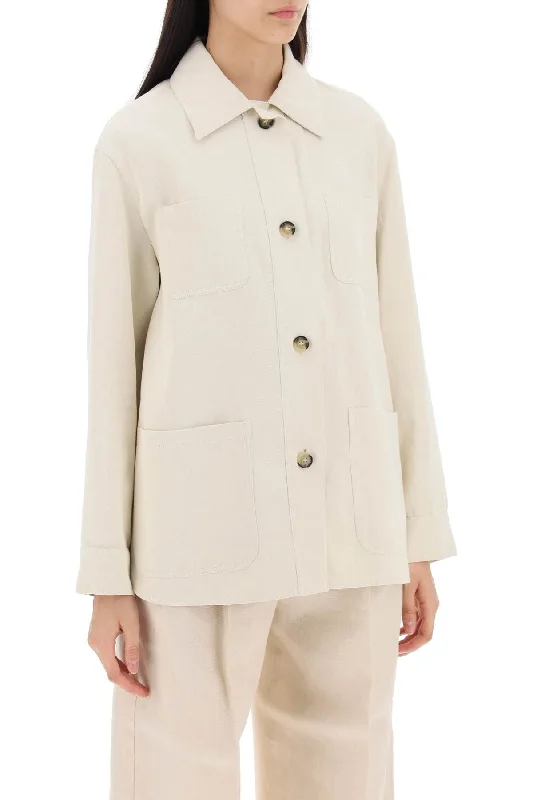 Max Mara Studio Newport Overshirt In Cotton And Linen Drill