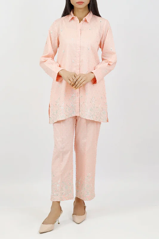 Embroidered Cotton Reverse Jacquard Stitched Shirt Trouser