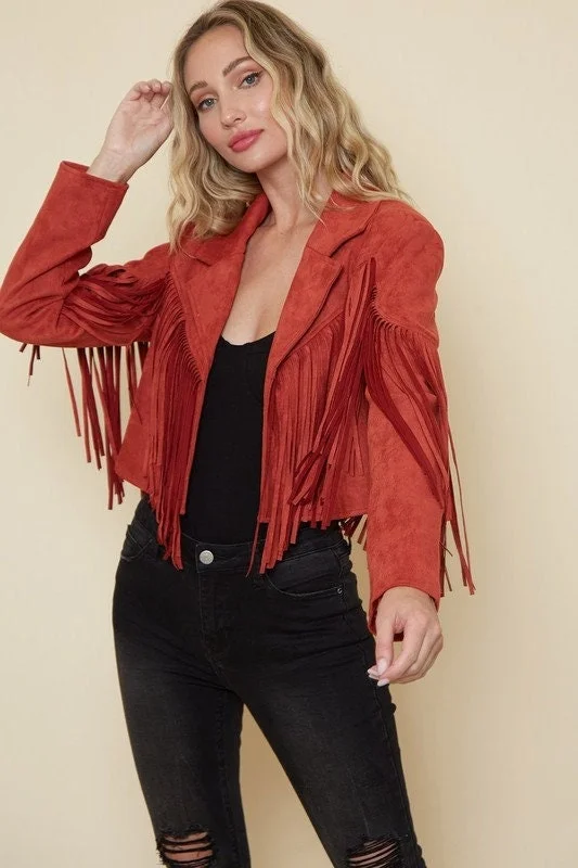 Walford Cropped Fringe Faux Suede Jacket - Large - Final Sale