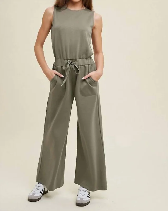 Meghan Scuba Jumpsuit In Olive