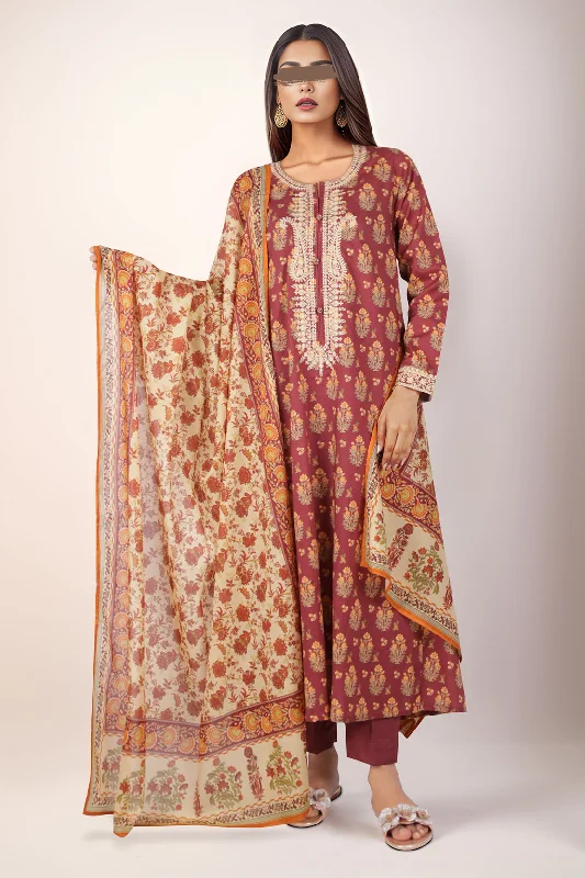 Printed Embroidered Lawn Stitched 3 Piece