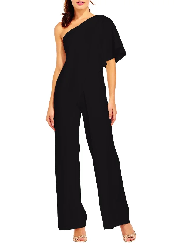 Petites   Womens Drapey Leg Slit Jumpsuit