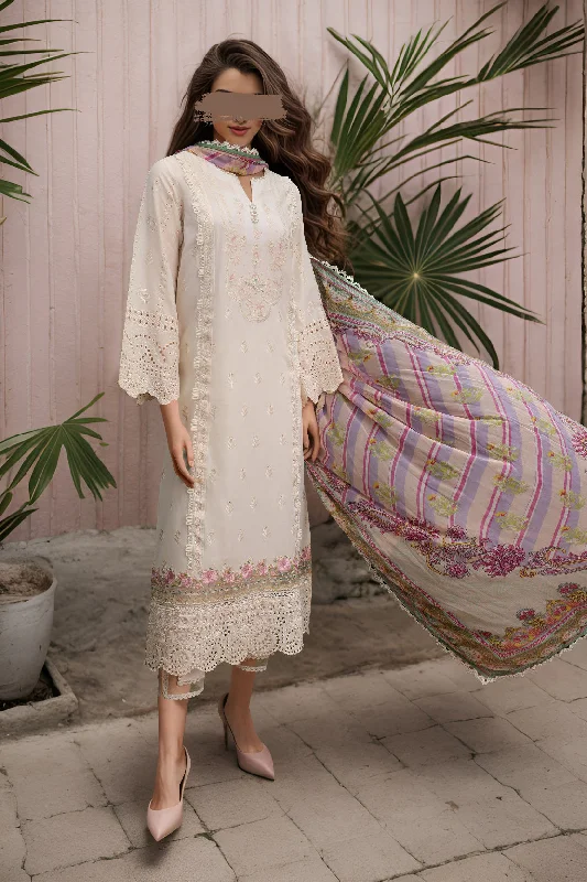 Unstitched Embroidered Chikankari Cotton 3 Piece with Chiffon Dupatta