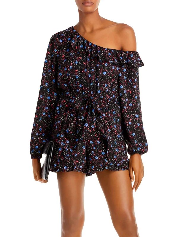 Womens Ruffled Stretch Romper