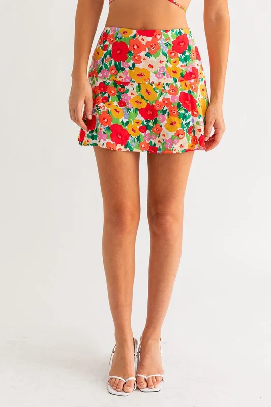 French Riviera Floral Mini Skirt - Final Sale