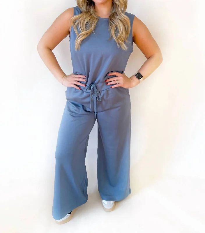 Meghan Scuba Jumpsuit In Slate