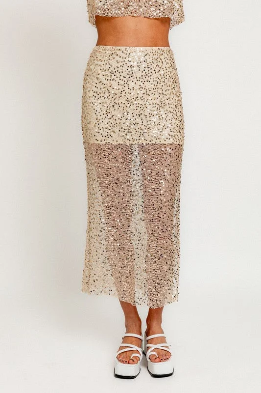 Backstage Gold Sequin Midi Skirt - Final Sale