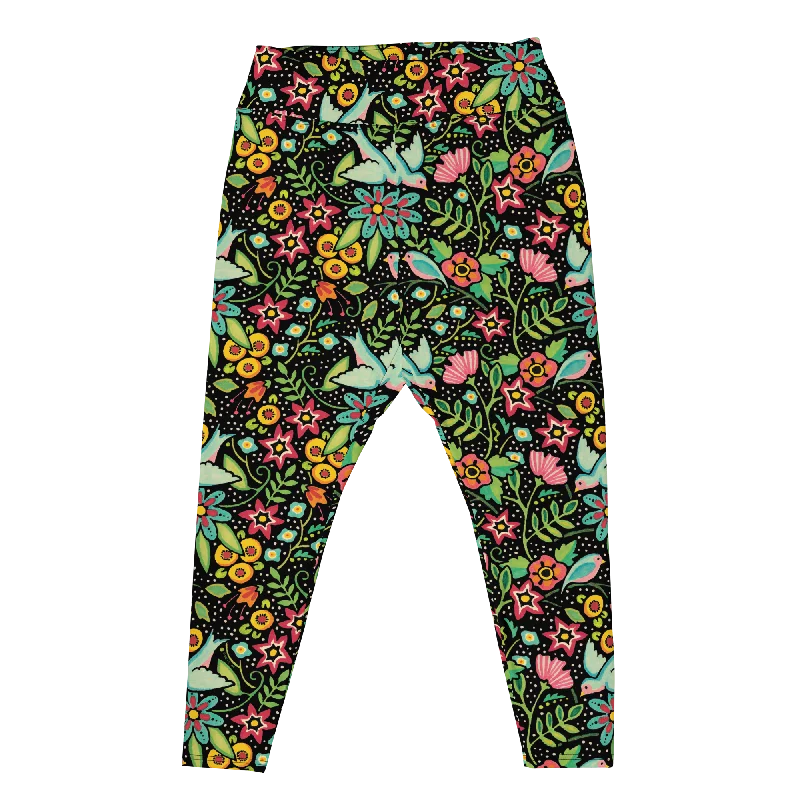 Birds Amidst Flowers Plus Size Leggings