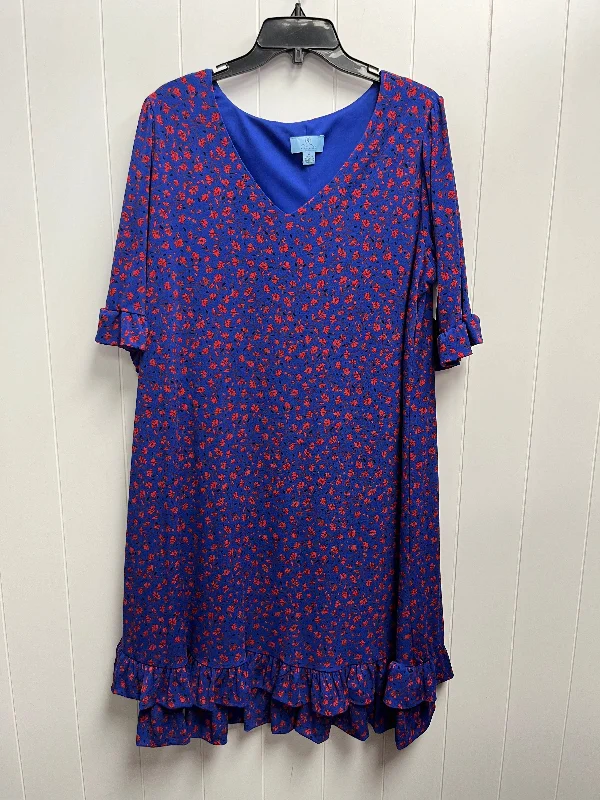 Dress Casual Short By Cece In Blue & Red, Size: 1x