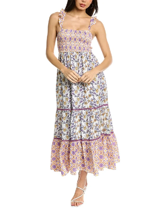 Celina Moon Smocked Midi Dress