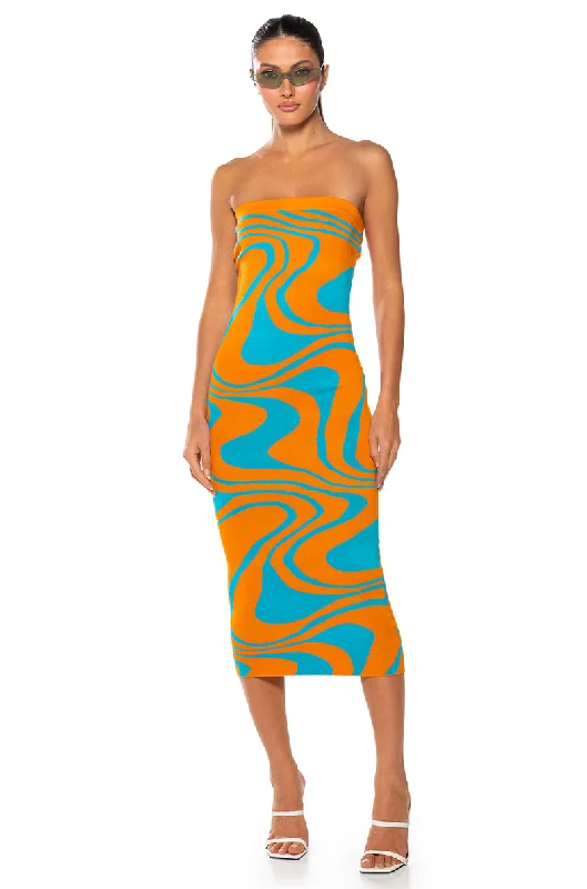 GROOVY GIRL SWIRL MIDI DRESS