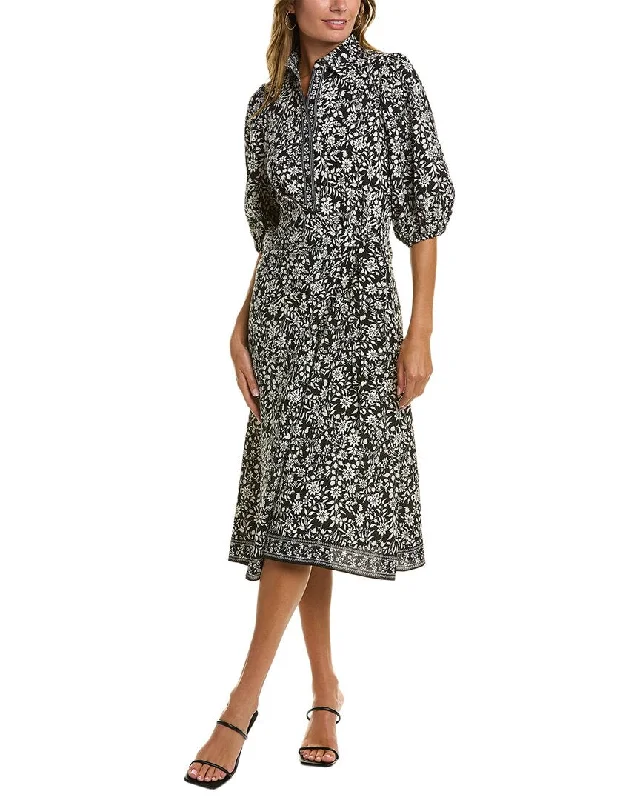 Max Studio Puff Sleeve Midi Shirtdress