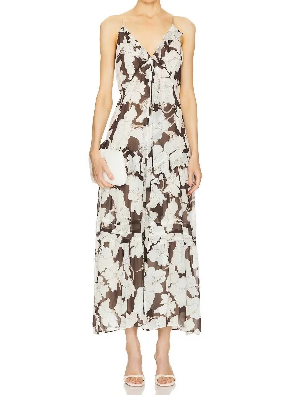 Boa Maxi Dress In Mocha Floral