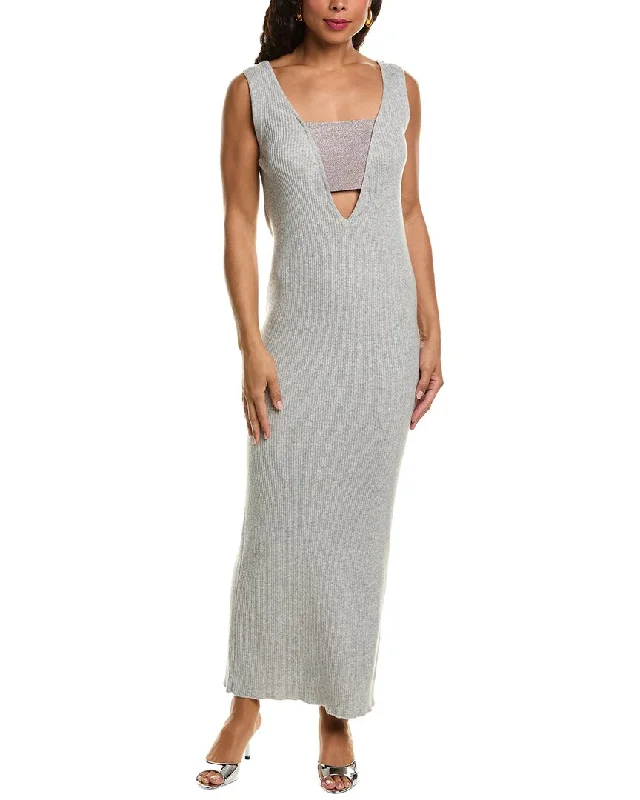 Brunello Cucinelli Ribbed Cashmere Maxi Sweaterdress