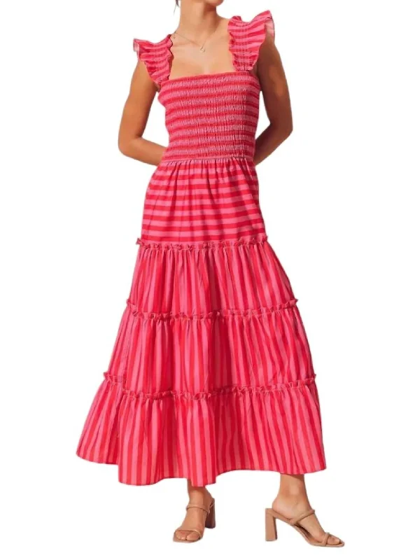 Candy Stripe Maxi Dress In Pink