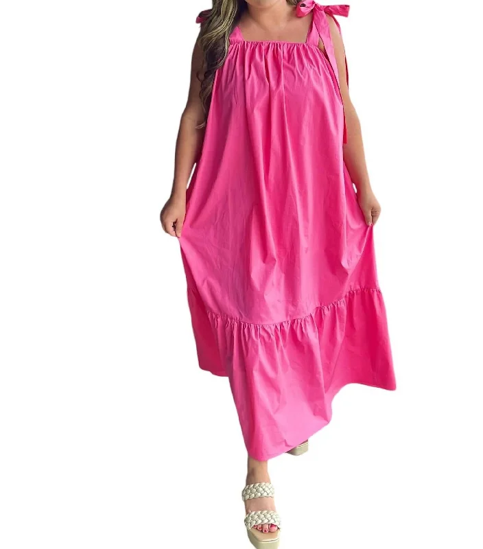 Cylia Woven Maxi Dress In Pink