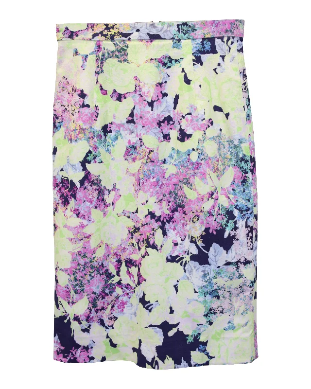 Erdem Floral Print Pencil Skirt in Multicolor Viscose