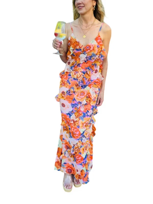 Finley See Ya Later Maxi Dress In Orange Floral