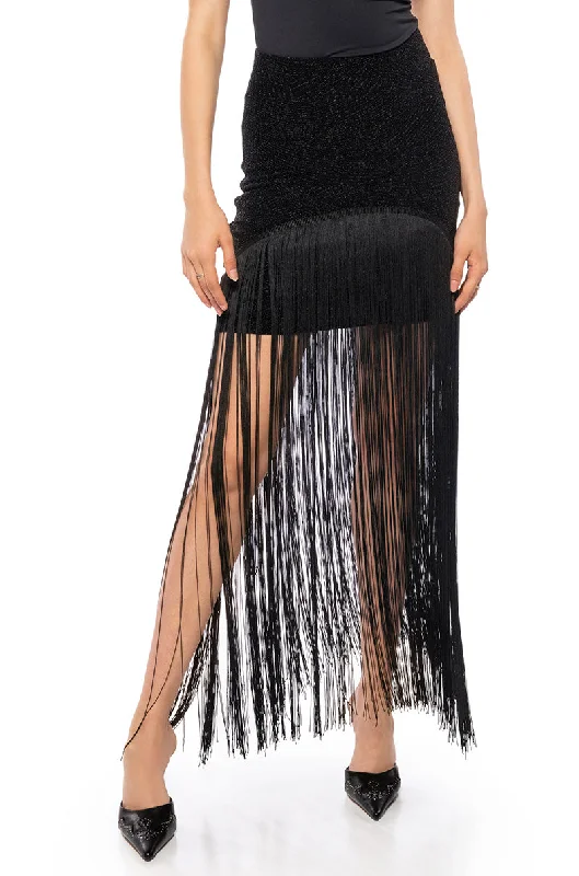 GLIMPSE OF ME FRINGE MINI SKIRT