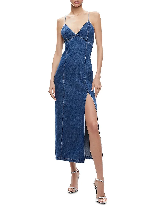 Julietta Womens Denim Long Maxi Dress