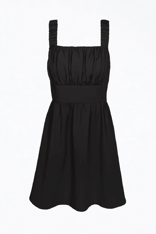 Kina Scrunchie Strap Crepe Mini Dress in Black