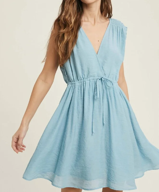 Mini Dress In Misty Blue