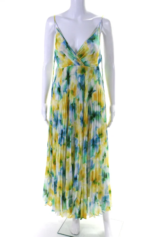 Misa Womens Water Color Print Galeta Maxi Dress Multi Colored