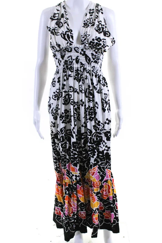 Plenty Women's V-Neck Sleeveless Smocked Tiered Floral Maxi Dress