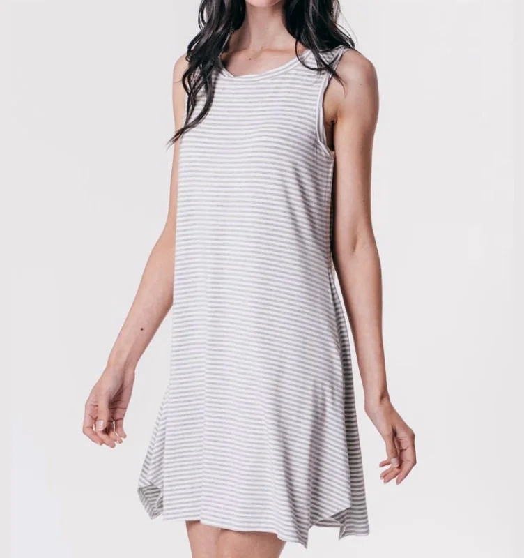 Rock N Roll Dress in Mini Stripe/Lt Gray&Ivory