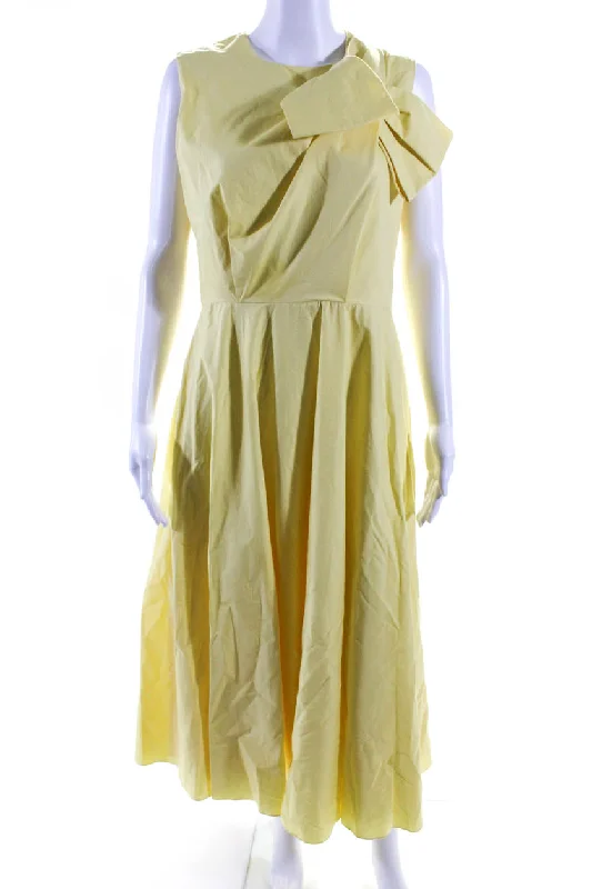 Roksanda Women's Round Neck Bow Sleeveless Flare Maxi Dress Yellow