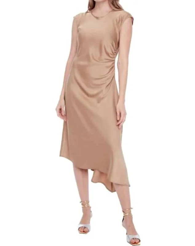 Roxy Asymmetrical Maxi Dress In Champagne