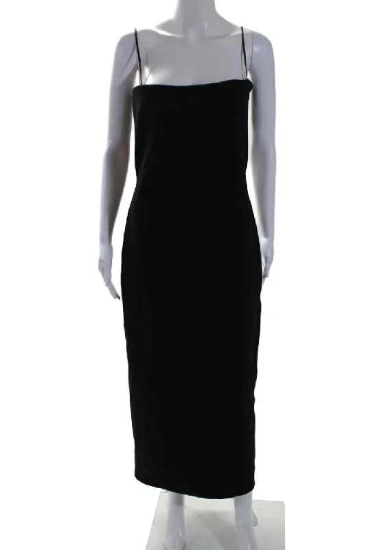 The Row Womens Square Neck Removable Strapped Zipped Maxi Gown Black