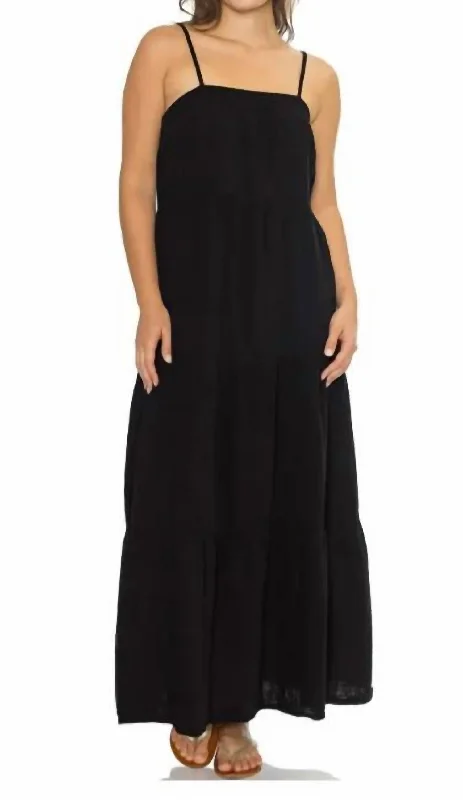 Tiered Cami Maxi Dress In Black