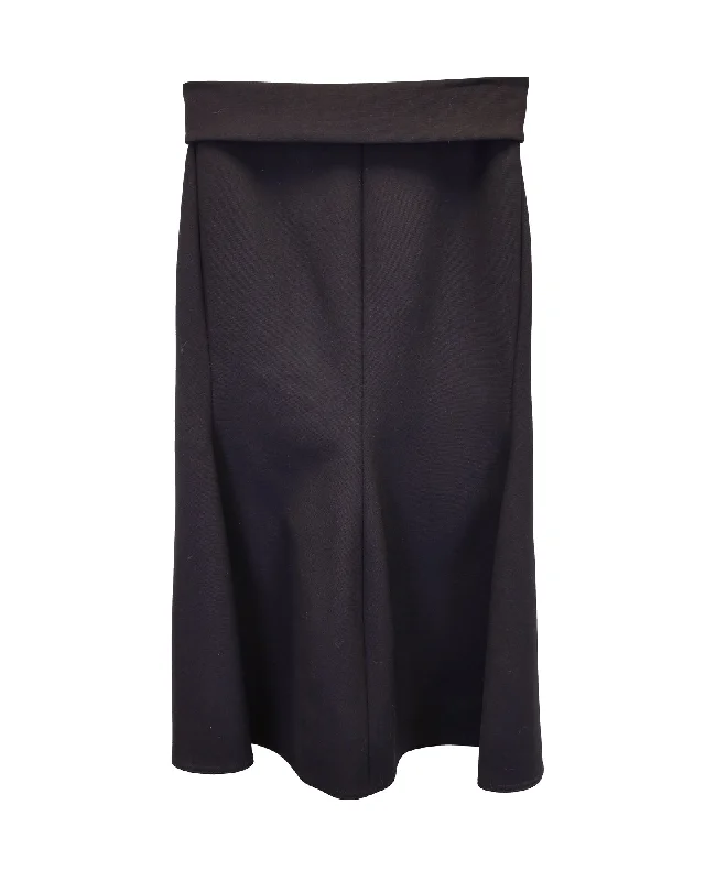 Victoria Beckham Chain Detail Midi Skirt in Black Polyester