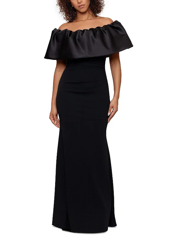 Womens Off-The-Shoulder Maxi Evening Dress