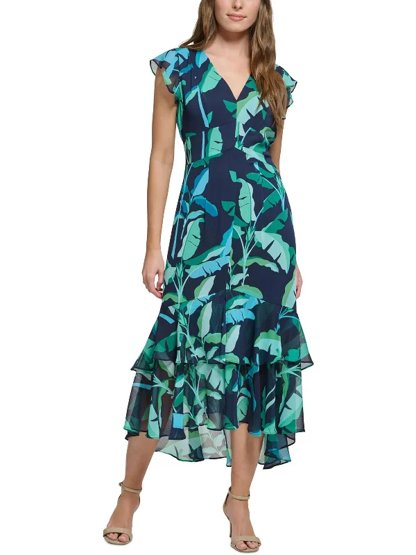 Womens Printed Polyester Maxi Dress