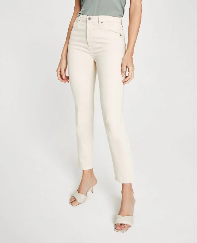 Isabelle High Waist Crop Jeans In Ecru