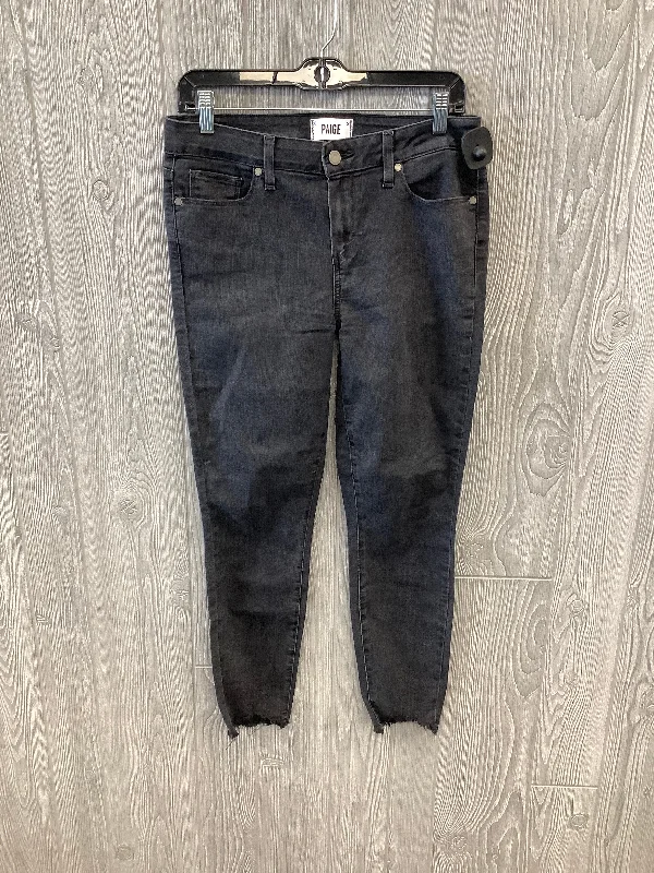 Jeans Skinny By Paige In Black Denim, Size: 8