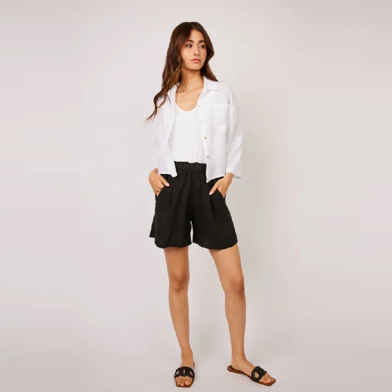 Cropped Linen Blouse (White)