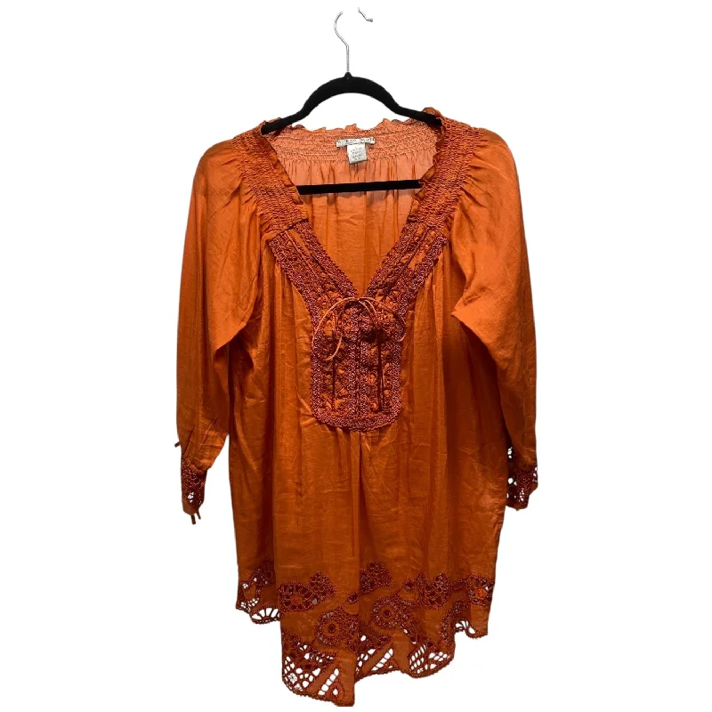 Top 3/4 Sleeve By Alberto Makali In Orange, Size: L