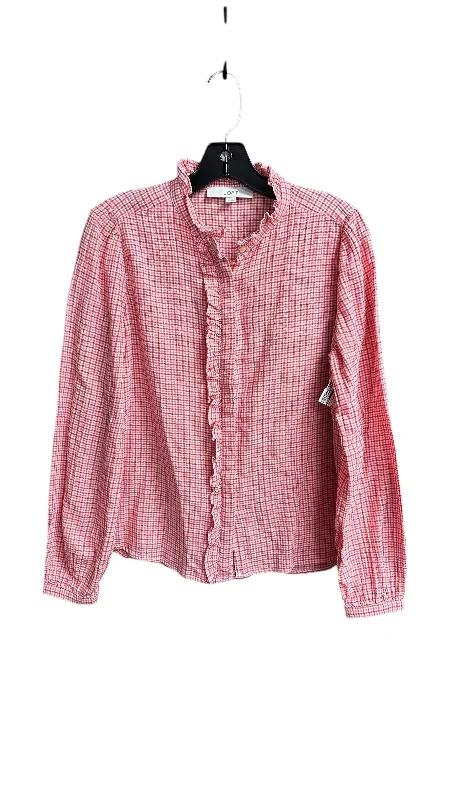 Top Long Sleeve By Loft In Plaid Pattern, Size: S