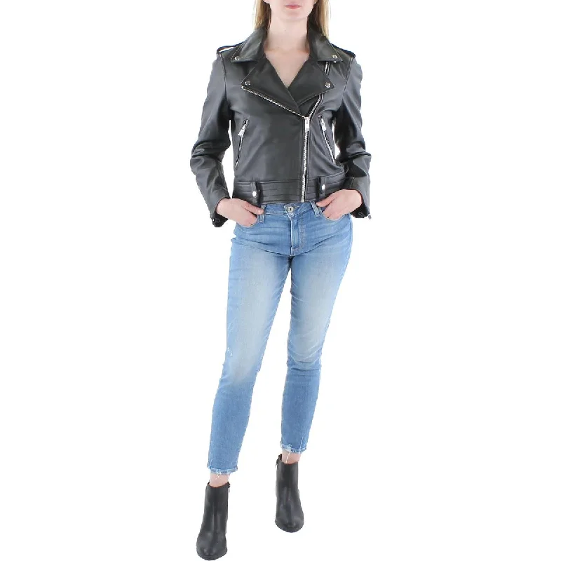 Carson Womens Leather Biker Motorcycle Jacket