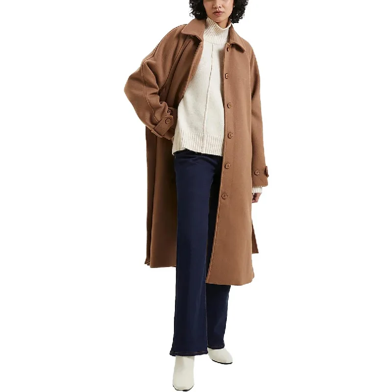 Fawn Felt Womens Wool Blend Midi Long Coat