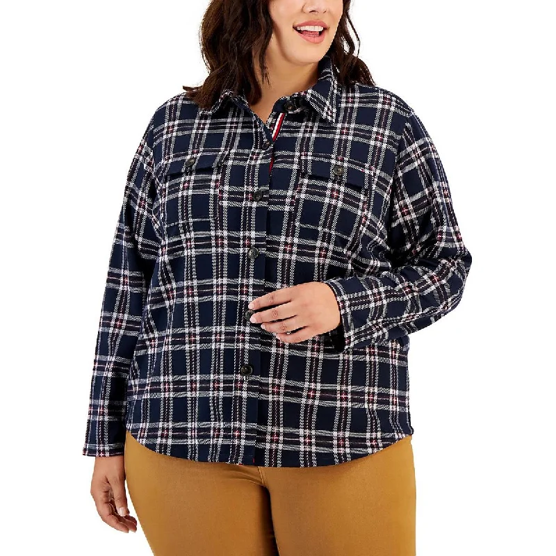 Plus Womens Plaid Cold Weather Shirt Jacket