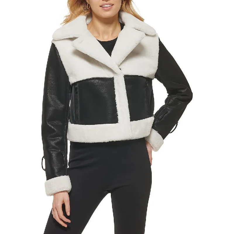 Womens Faux Suede Sherpa Bomber Jacket